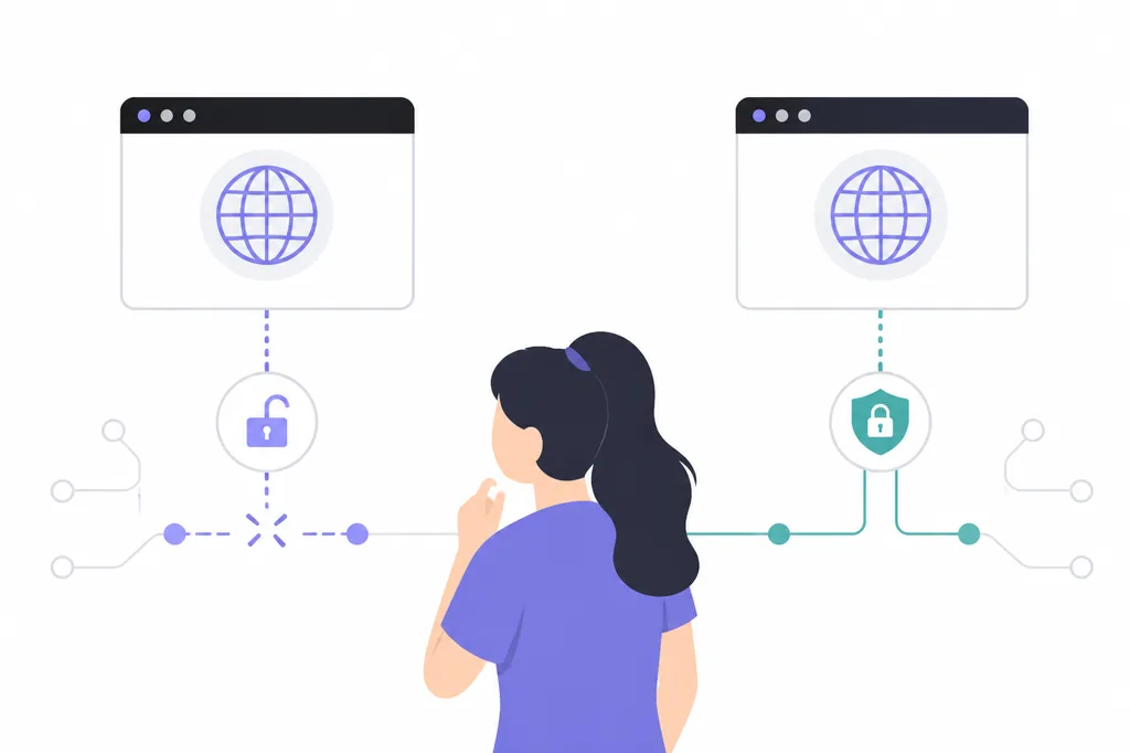 httpとhttpsの通信の違いを表すイラスト
