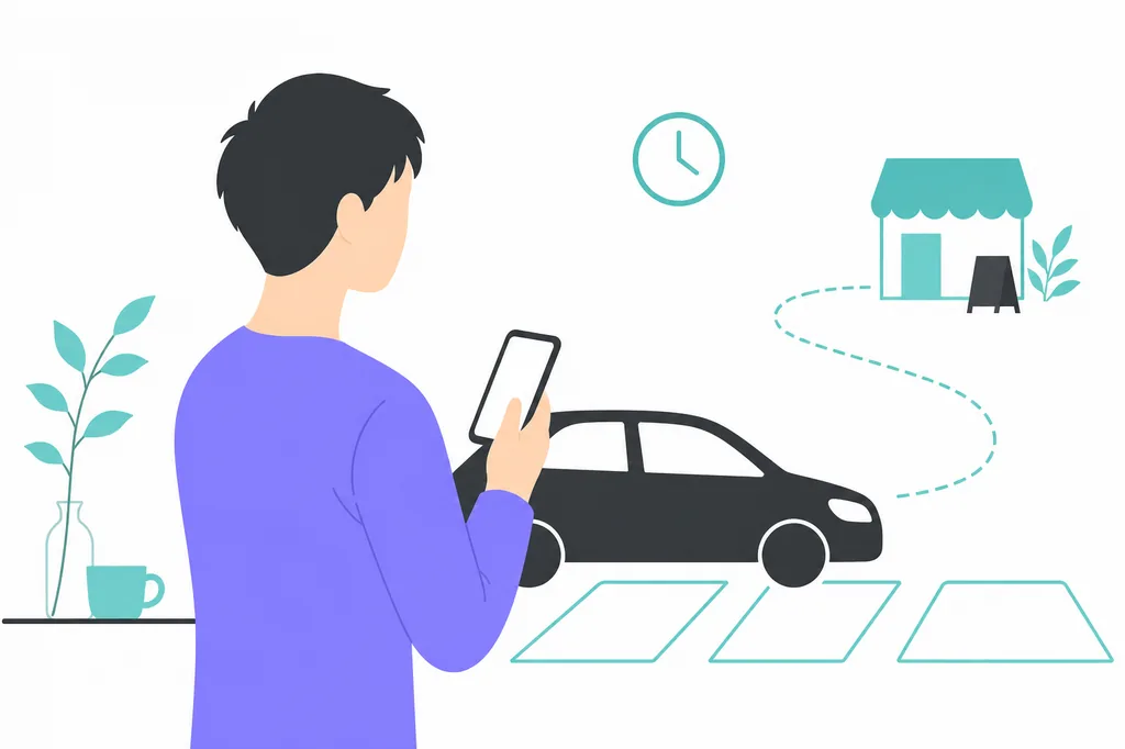 駐車場と営業時間を確認するイメージ